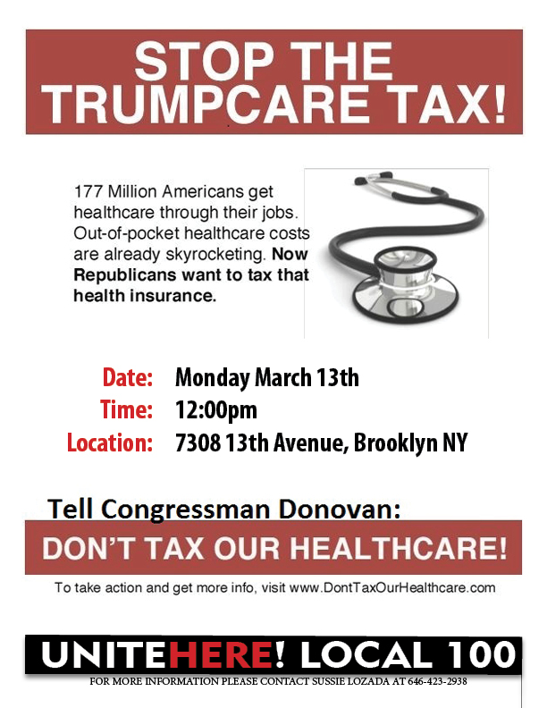 Stop the TrumpCare Tax! – UNITE HERE Local 100